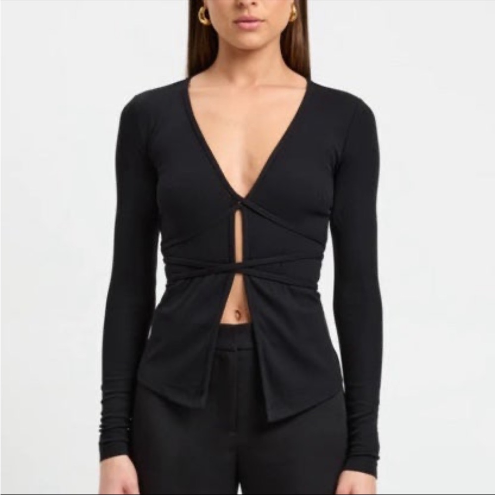 NWT Kookai Sereya Long Sleeve Top in Black